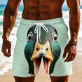 thumbnail image 2 of Fun 3D Animal Face Print Mens Casual Shorts Elastic Drawstring Loose Summer Beach Shorts, 2 of 4