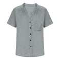 thumbnail image 5 of Utoimkio Linen Shirts for Women Button Down Short Sleeve Tops Cotton Blouses Collared Button-up Beach Vacation Outfits Size S-XXL, 5 of 6