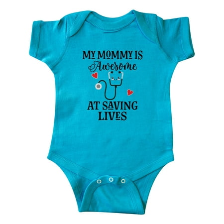 

Inktastic Nurse Doctor My Mommy is Awesome at Savings Lives Gift Baby Boy or Baby Girl Bodysuit