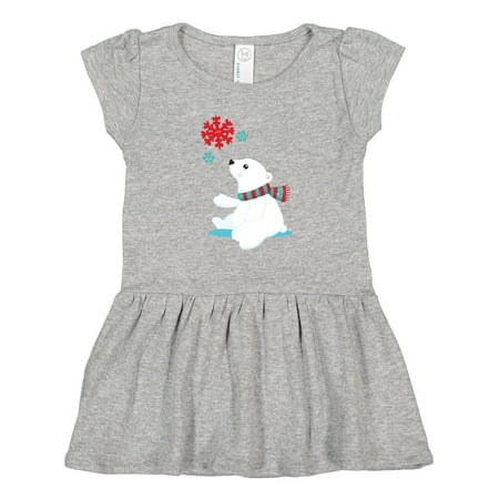 

Inktastic Polar Bear Bear with Scarf Cute Bear Snowflakes Gift Toddler Girl Dress