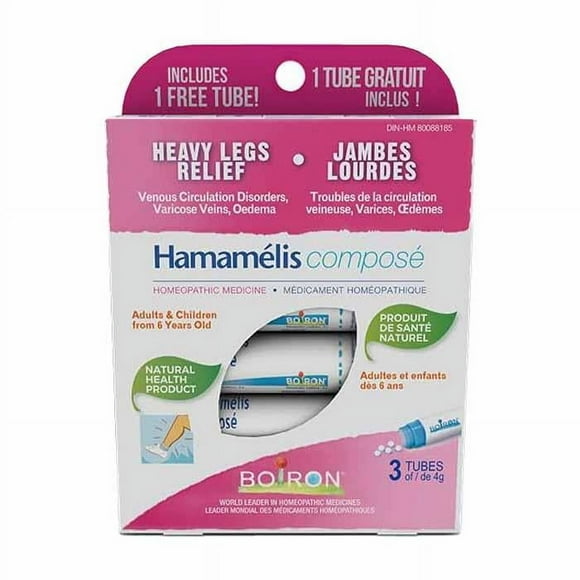 Boiron Hamamélis Composé – Médicament Homéopathique pour le Soulagement des Hémorroïdes et des Troubles de la Circulation Veineuse – Boîte de 3 Tubes, Env. 80 Pastilles par Tube
