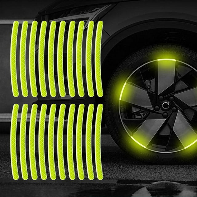 20pcs Safety Reflective Stickers,Reflective Wheel Stripe Decal,Night Driving Warning Reflective Stickers,Waterproof Reflective Tape Stickers for Vehicle,Bicycles,Motorcycles E6W6