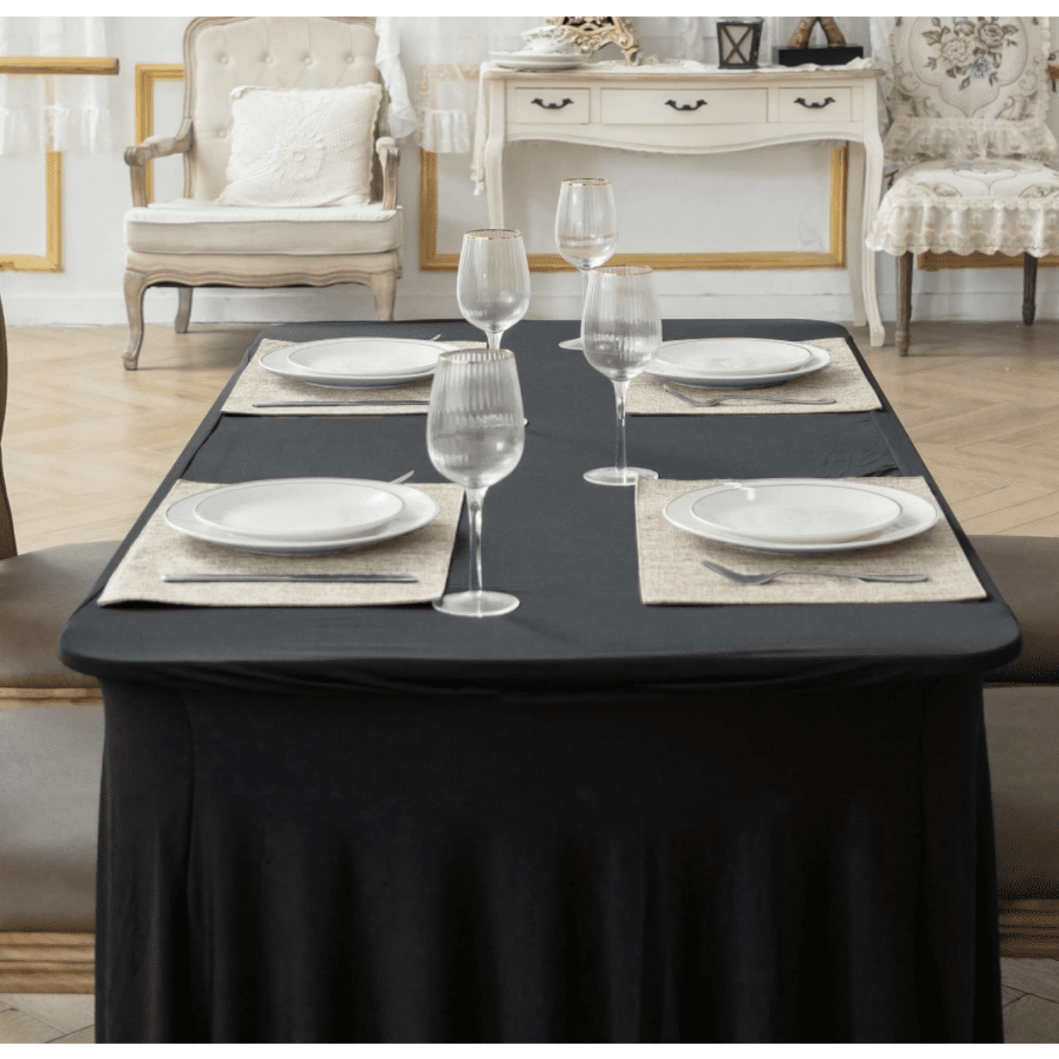 Cloth Placemats Set of 8, Linen Type Fabric Placemats Mac Placemats Heat Resistant Placemats Wrinkle Free Thick Polyester Kitchen Place Mats for Dining Table (Beige)