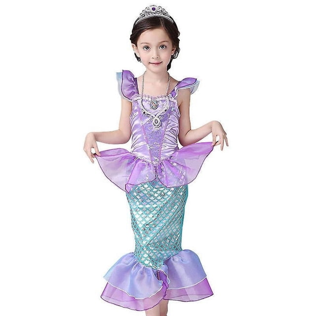 Disfraz de princesa de manga larga para niña, vestido de fiesta con lentejuelas, disfraz de princesa sirena para niña, vestido de fiesta