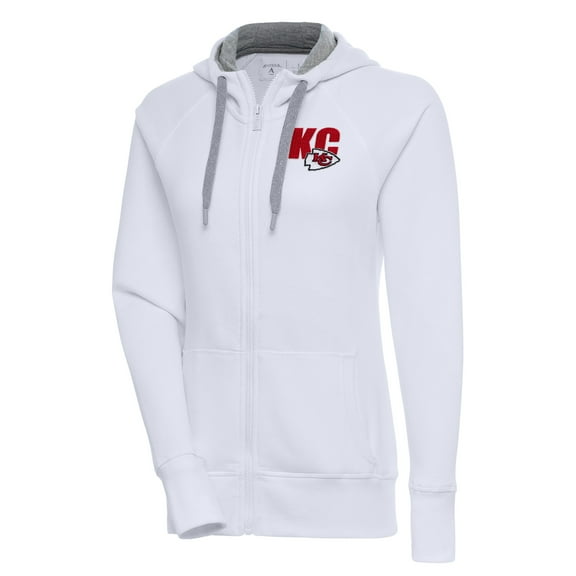 Women's Antigua  White Kansas City Chiefs Victory Full-Zip Hoodie