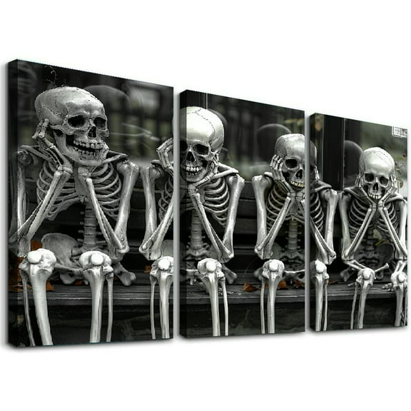 Ullo0ord Skull Wall Art Prints Black White Art s Aesthetic Wall Decor for Home Gallery Living Room (12×18inch,Unframed)