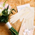thumbnail image 3 of KAKOWELY 1 par de guantes de novia para boda, guantes de satén para mujer, guantes con lazo para fiesta de graduación y té., 3 of 5