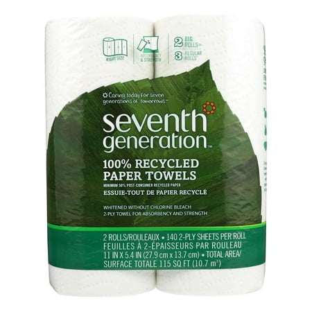 Seventh Generation Recycled Paper Towels - White - Case Of 12 - 140 Sheets
