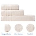 thumbnail image 2 of Melissa Linen, Large Bathroom Towels Set, 3 Pack, Soft and Absorbent, Bath Sheet, Hand Towel, Washcloth, Ecru, 2 of 7