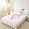 thumbnail image 4 of Castle Fairy Personalized Initial Girl 3pcs Twin Sheet Sets,Kawaii Bowknot Twin Fitted Sheet,Pink White Breathable Flat Sheet,Microfiber Bedroom Decor, 4 of 7