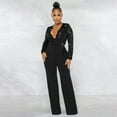 thumbnail image 4 of VBARHMQRT Female Workout Jumpsuits for Women Women Long Sleeve Club Overalls Lace Bodycon Romper Party Jumpsuits Black Jumpsuit for Women Dressy Long Sleeve Womens Jumpsuit Tummy Control Petite, 4 of 9