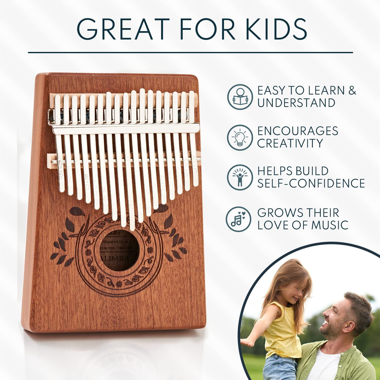Gift for Kids Adult Beginners Portable Solid African Wood Finger Piano . Chocolate Brown UNOKKI Kalimba 17 Keys Thumb Piano with Study Instruction and Tune Hammer 