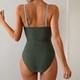 thumbnail image 4 of Women One Piece Swimsuits Cutout Full Coverage Bathing Suit Ring Link Ruched Monokini Beach Swimwear Army Green 2XL, 4 of 6