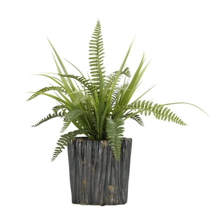D W Silks Boston Fern And Wild Grass In Oval Ceramic Planter Walmart Com Walmart Com