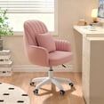 thumbnail image 5 of Home Office Chair Velvet Vanity Chairs Cute Makeup Desk Chair with Wheels Mid Back Computer Chairs Height Adjustable Small Swivel Rolling Task Chair, 5 of 12