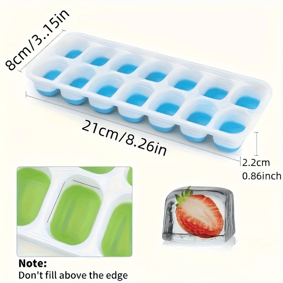 Bodaon,4-pack silicone ice cube trays, suitable for fridges with boxes/containers,Silicone