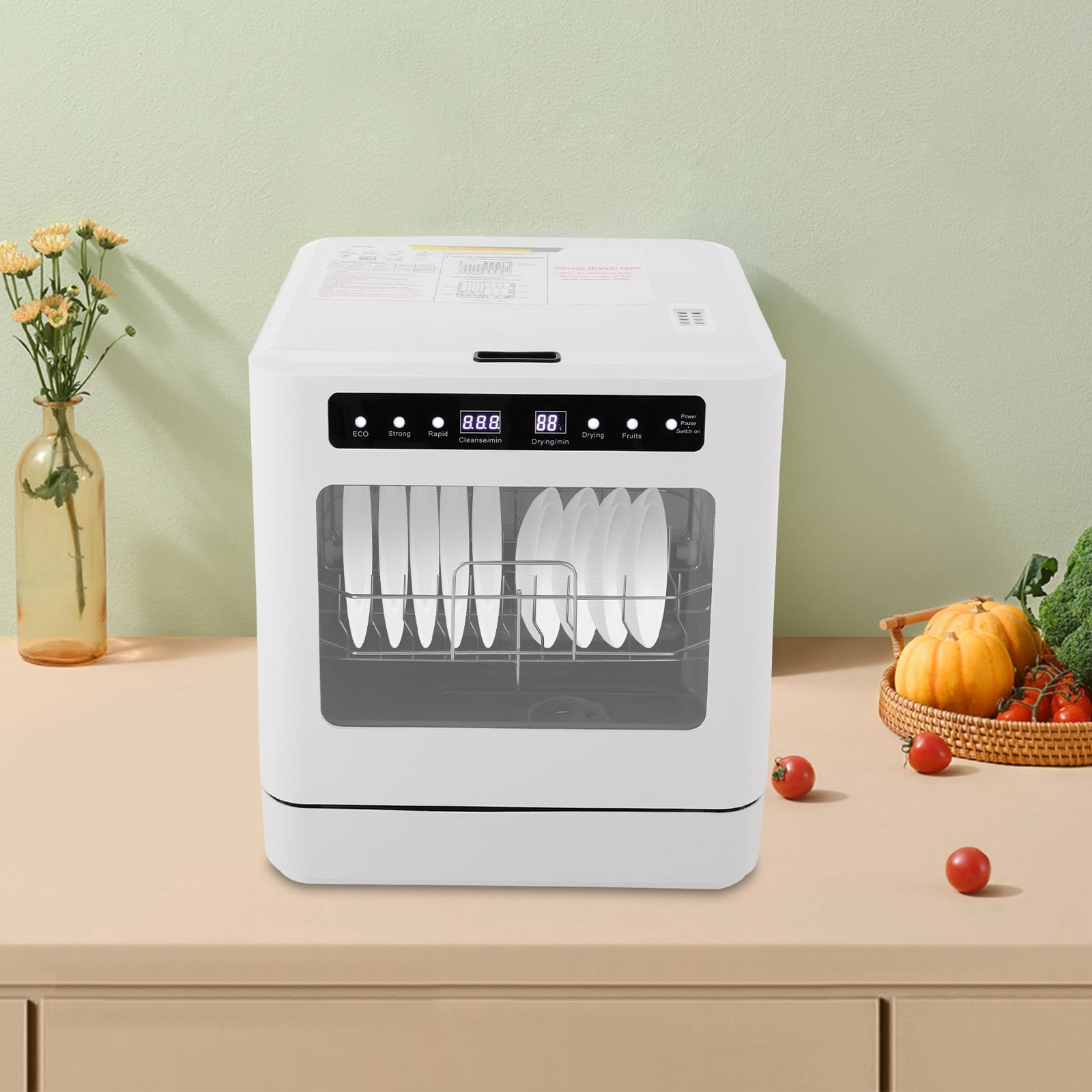 White Portable Mini Dishwasher, Countertop Dishwasher, Household Mini Dishwasher for Homes, Apartments