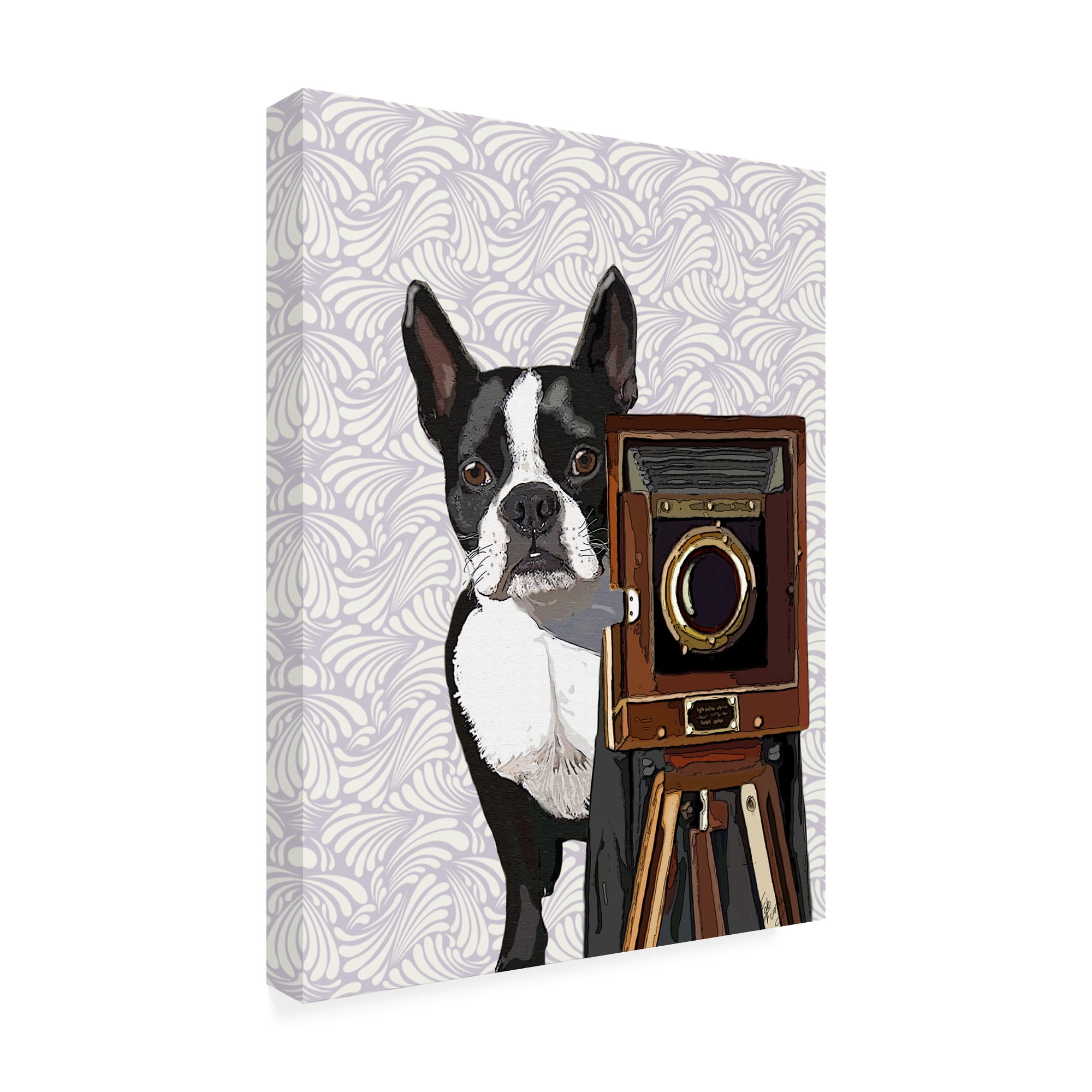 Trademark Fine Art 'Boston Terrier Photographer' Canvas Art by Fab Funky