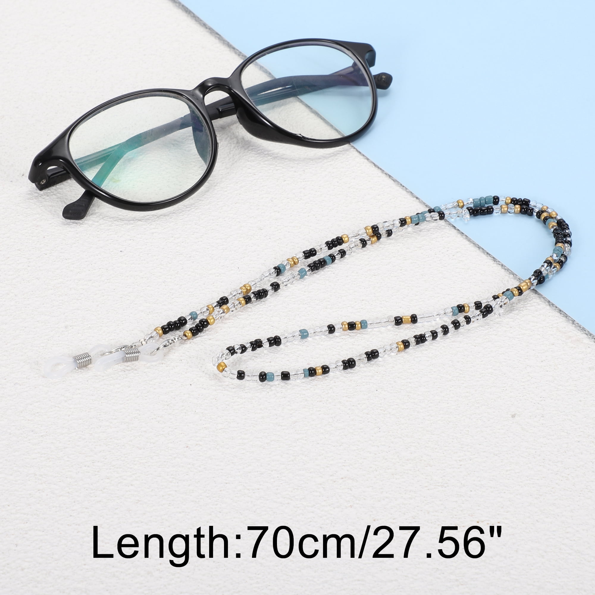 Unique Bargains Beaded Pattern Eyeglass Chain 1 Pc Black