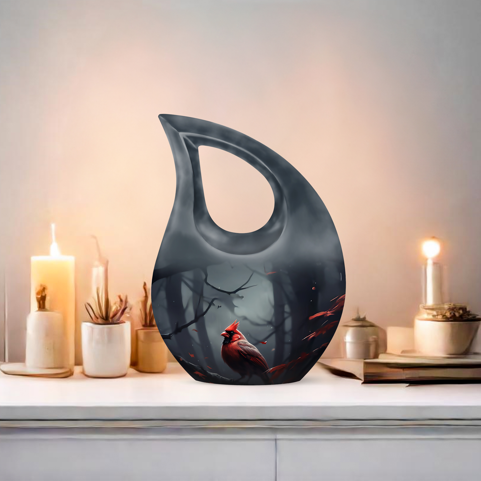 MUKTIVE Cardinal Bird Large Cremation urns for Human Ashes Adult Male - Burial Decorative urn for Human Ashes Adult Women - Memorial Decorative Ashes 10 inch