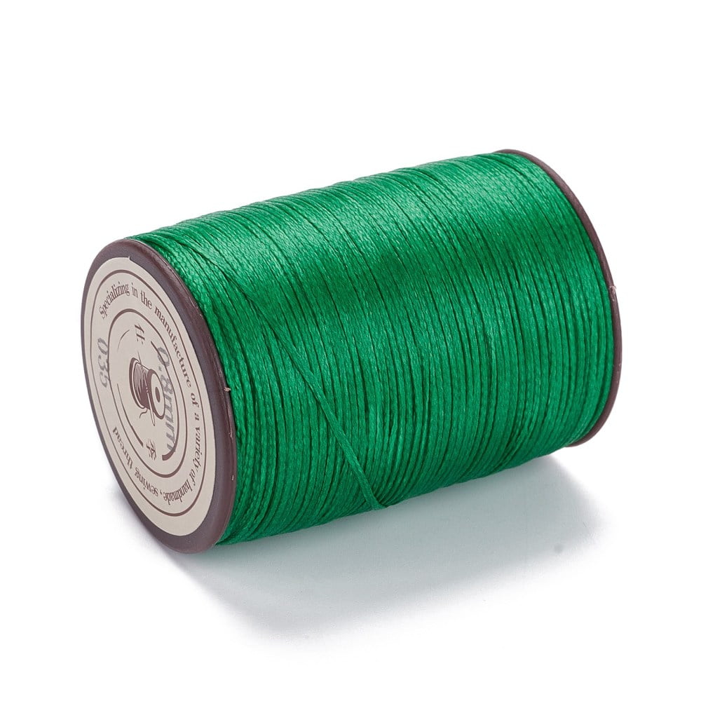 10rolls Flat Waxed Polyester Thread String Micro Macrame Cord for Leather Sewing Stitching Green 0.8~0.9x0.3mm about 109.36 Yards(100m)/Roll