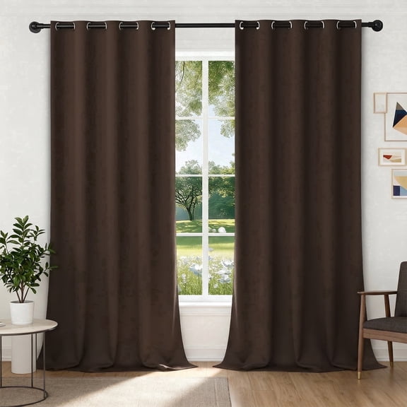 XUEYU 100% Blackout Curtains for Bedroom, Light Blocking Thermal Insulated Curtains with Noise Reduction, 52x96 Inch Room Darkening Window Drapes, Set of 2 Panels, Brown
