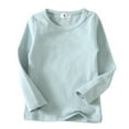 thumbnail image 1 of T-shirts Basiques à Manches Longues pour Garçons et Filles, Col Rond Brossé, Printemps Automne, Décontractés, 1 of 2
