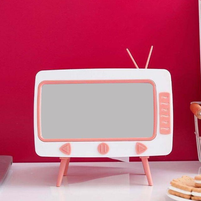 Caja de pañuelos retro con forma de televisor, contenedor de almacenamiento de papel en rollo, soporte para teléfono incorporado