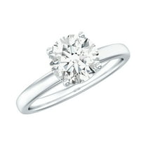 Lab Grown Diamond Solitaire Engagement Ring 7 mm - EF-VS Quality Certified, 925 Sterling Silver, US 4.00