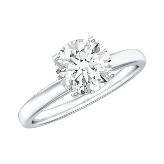 Lab Grown Diamond Solitaire Engagement Ring 7 mm - EF-VS Quality Certified, 925 Sterling Silver, US 4.00