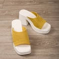 thumbnail image 5 of Heels for Women Mesh Band Squared Open Toe Platform Sandals Block Heel Slip on Mules Summer Casual Slides Yellow Size 9, 5 of 8