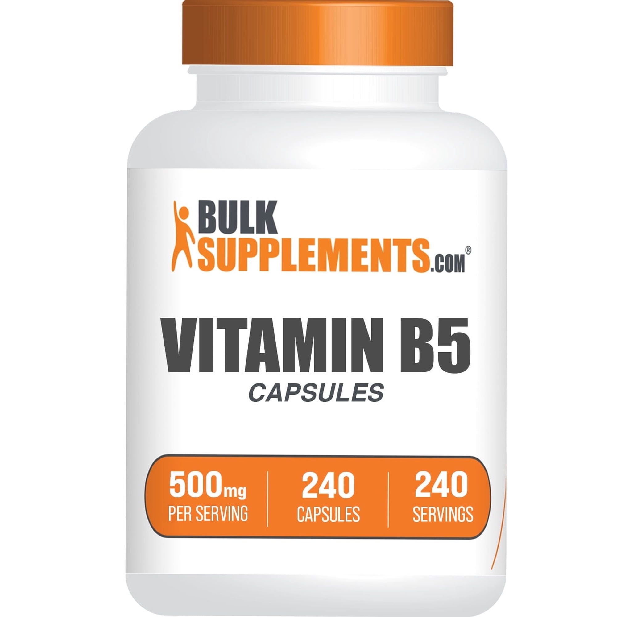 BulkSupplements Vitamin B5 Capsules - 500 mg per Serving (240 Capsules - 8 Month Supply)