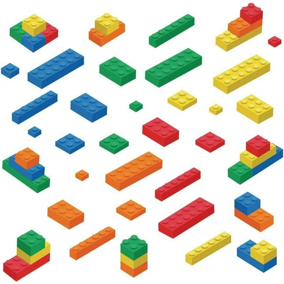 Colorful Building Blocks Wall Sticker Educational Wall Decal Playroom Nursery Stickers Wall Vinyl Art Sticker for Classroom s Room Kindergarten Baby Nursery Wall Decoration