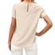 thumbnail image 3 of Qarigey Mujer Camiseta Verano Cuello Manga Corta Volantes Casual Top Suelto Prendas para la parte del cuerpo albaricoque M, 3 of 6