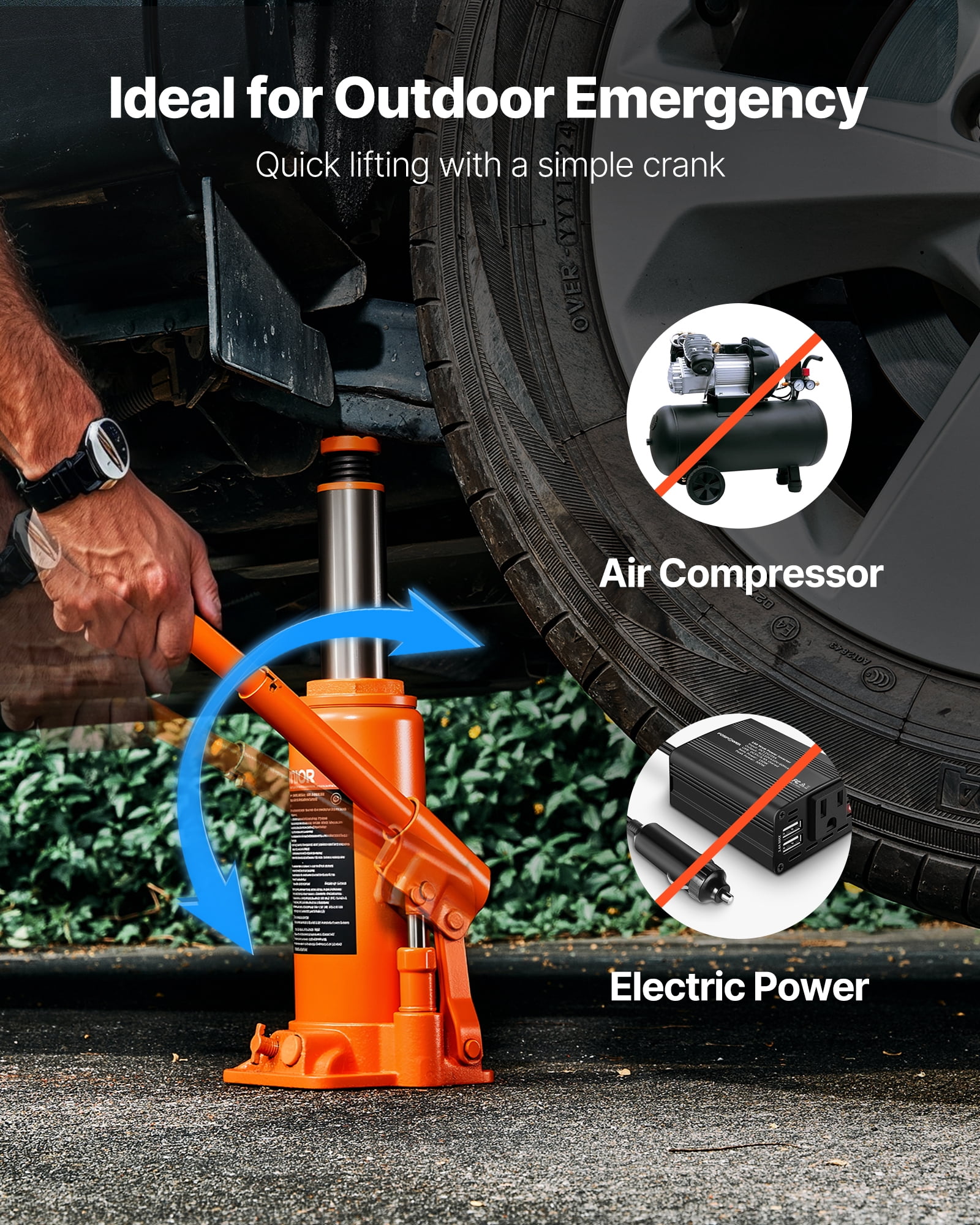 VEVOR Hydraulic Bottle Jack, 10 Ton (22046 lbs) Capacity, 9.3-18.5 Inch Lifting Range, Heavy Duty Welded Bottle Jack
