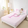 thumbnail image 2 of Manfei Pink Sequin Print Bowtie Fitted Sheet Queen,Initial P Pattern Bedding,3-Piece,1 Fitted Sheet and 2 Pillowcases, 2 of 6