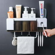 Bathroom Shelf Wall Rack Storage Box Automatic White Toothpaste Squeezer 3 Cups