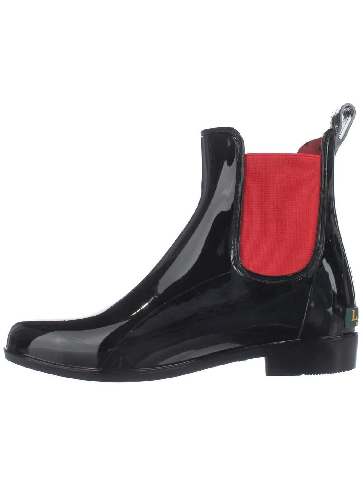 ralph lauren black and red rain boots