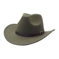 thumbnail image 2 of EHJRE Cowboy Hat Fashion Spring Autumn Comfortable for Adults with PU Leather Belt Green, 2 of 9
