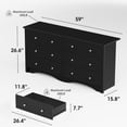 thumbnail image 3 of Wubio 6 Drawer Dresser for Bedroom, Wood Dresser Wide Storage Organizer for Living Room Hallway Closets (Dark Black), 3 of 9