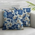 thumbnail image 3 of Creowell Navy Blue Brown Floral Block Print Pillow Covers Vintage Flower Rustic Old Style Modern Patterned Cream Decorative Throw Pillow Cases Outdoor Farmhouse Decor for Sofa Couch Bed 18x18in, 3 of 5