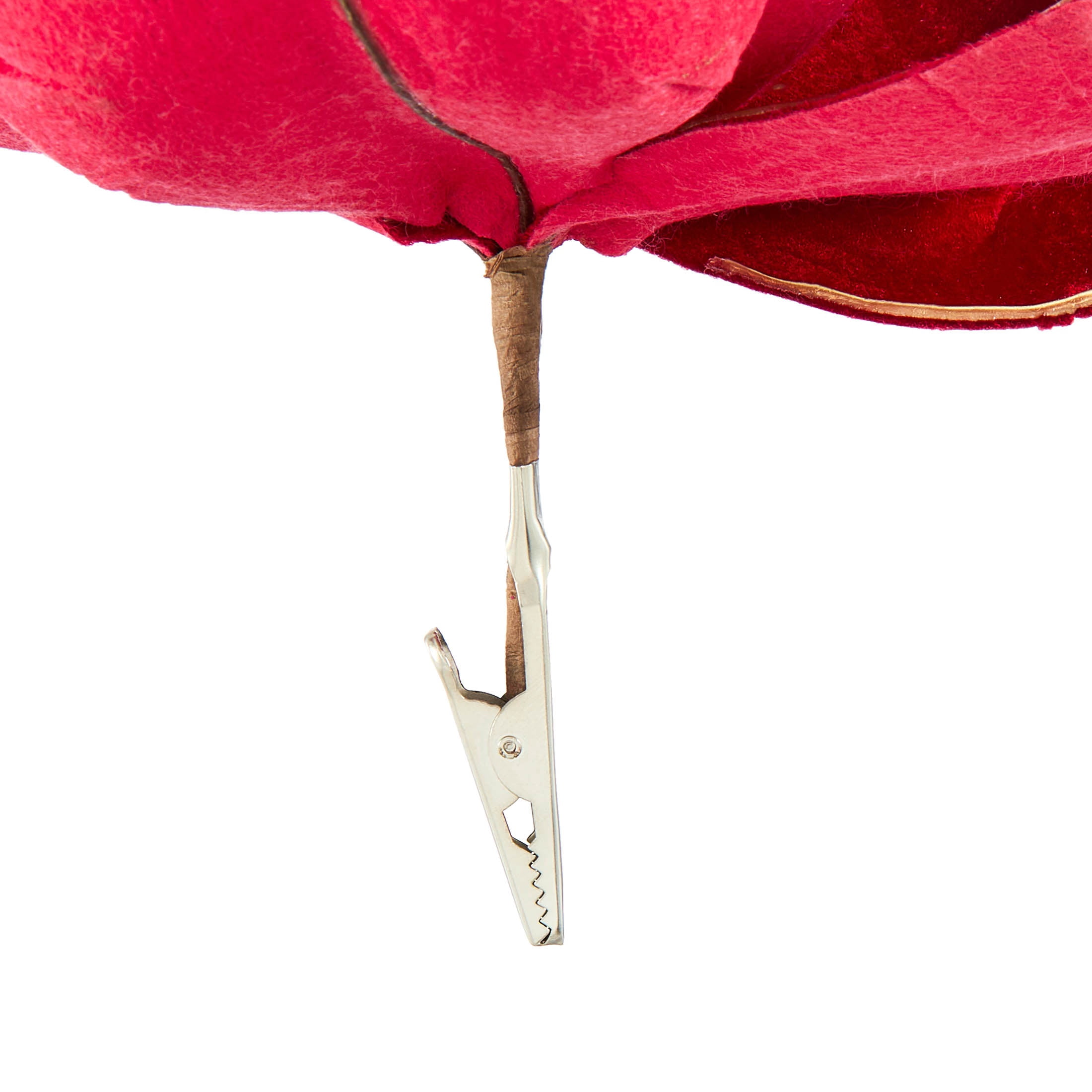 Red and Gold Magnolia Christmas Clip Ornament, 4.5", by Holiday Time