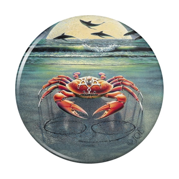 Zodiac Cancer Crab on the Tropical Moonlit Beach Kitchen Refrigerator Locker Button Magnet