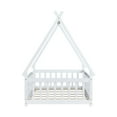 thumbnail image 6 of Miniyam Twin Size Floor Bed for Kids with Tent House Frame, Montessori Low Bed with Guardrails, White, 6 of 7