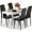 White & Black, variant on Recaceik 5 Piece Dining Room Furniture Table Set,30.1” H Faux Marble Tabletop and 4 PU Leather Chairs