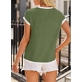 thumbnail image 3 of WQD Women’s Short Sleeve Crewneck T Shirt Color Block Ribbed Knit Top Casual Summer Blouse with Pocket, 3 of 5