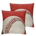thumbnail image 2 of Acheng Red Background Cushion Case Vintage Softball Home Decorative Popular Exercise Throw Pillow Covers for  Men Gift  2pcs White, 2 of 6