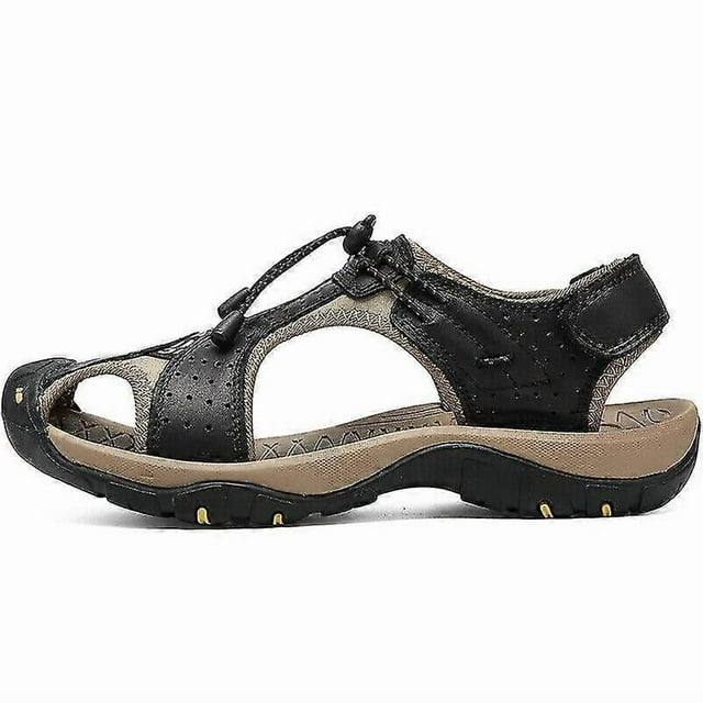 New Summer Men Sandals Leather Hiking Anti-slip Slippers Closed Toe Beach