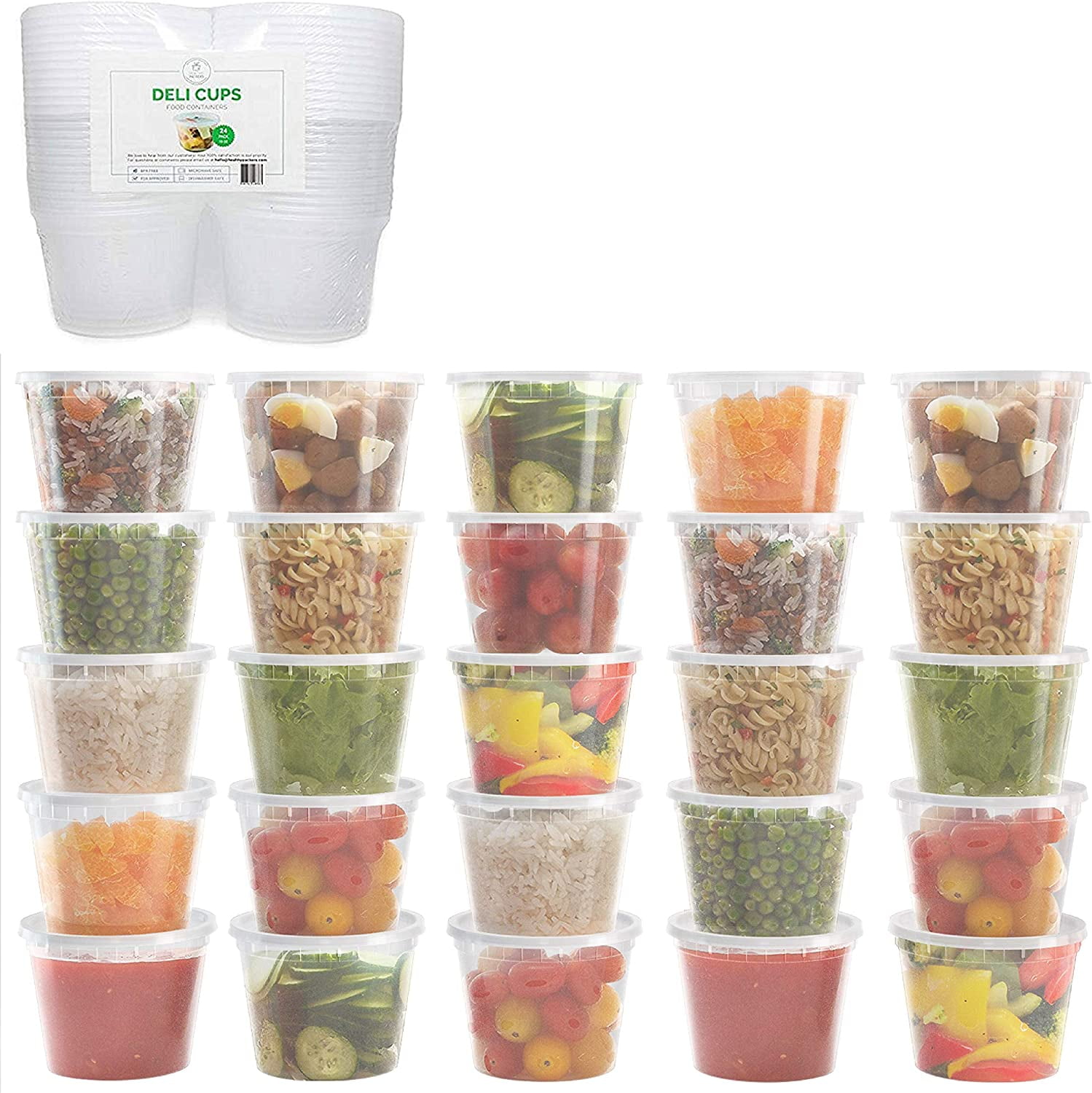 32 oz Clear Plastic Microwaveable Soup/Food Freezer Containers w/Lids 72/EA 16 