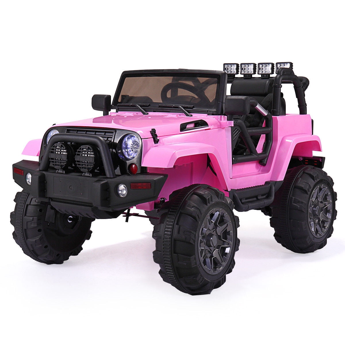 CIPACHO Electric Cars for Kids, 12V Ride On Truck Car Gift for Children Boys with Remote Control, 3 Speeds, Spring Suspension, LED Lights, Pink